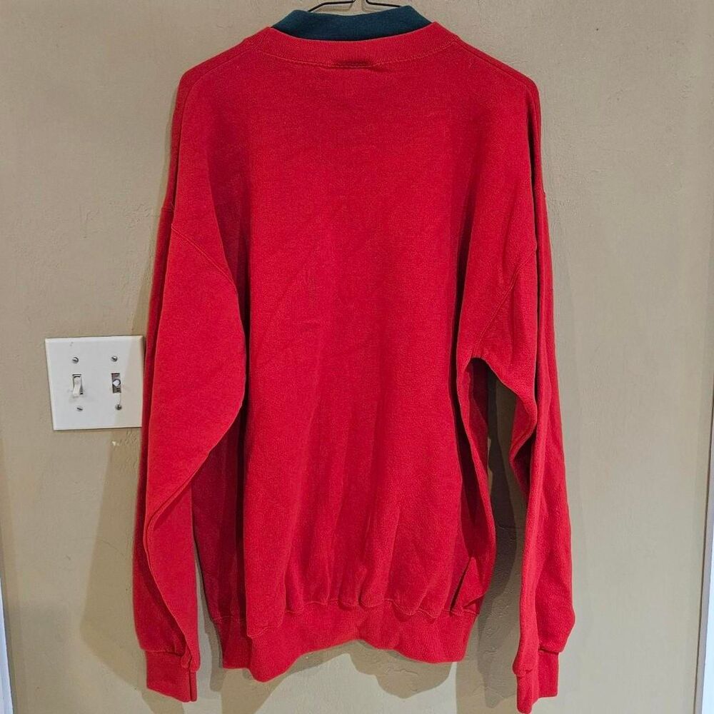 90s ugly christmas red sweatshirt with mockneck - Picture 4 of 4